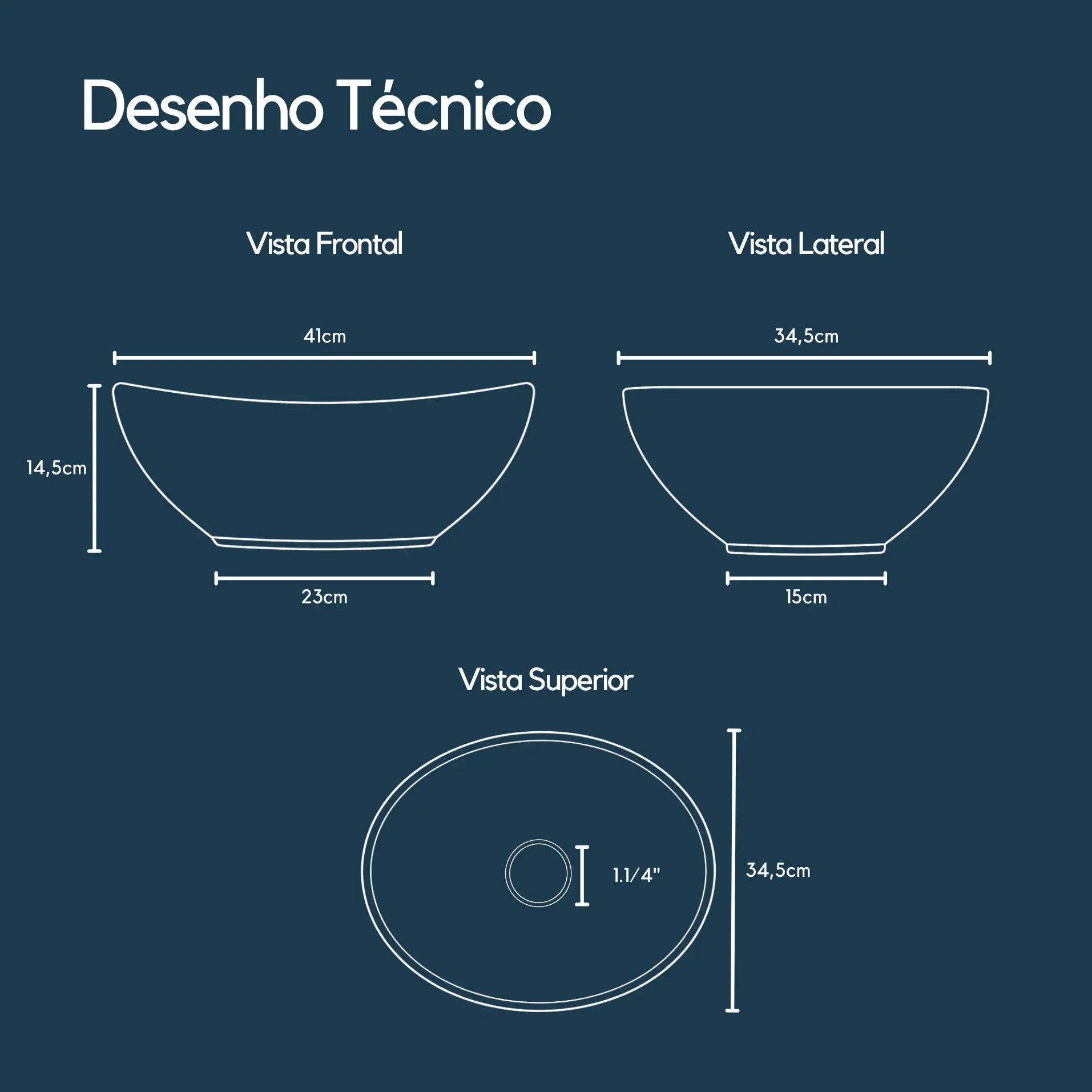 Cuba de Apoio Oval Verona 41cm