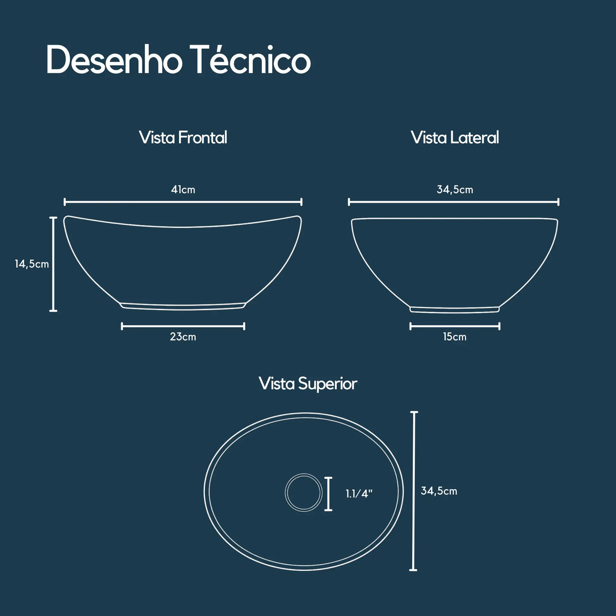 Cuba de Apoio Oval Verona 41cm