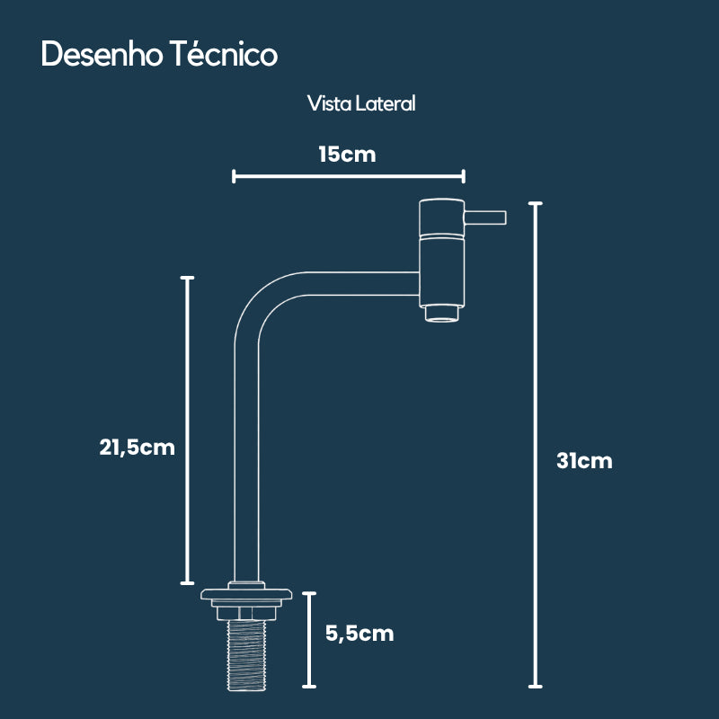 Torneira de Bancada 90° Inox
